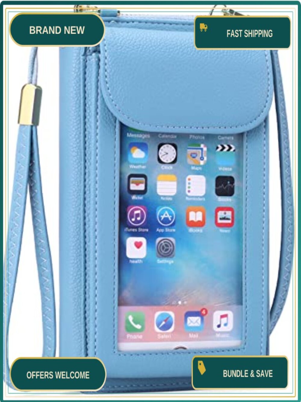 Small Cell Phone Crossbody Bag PU Leather Wallet Purse RFID Card Slots